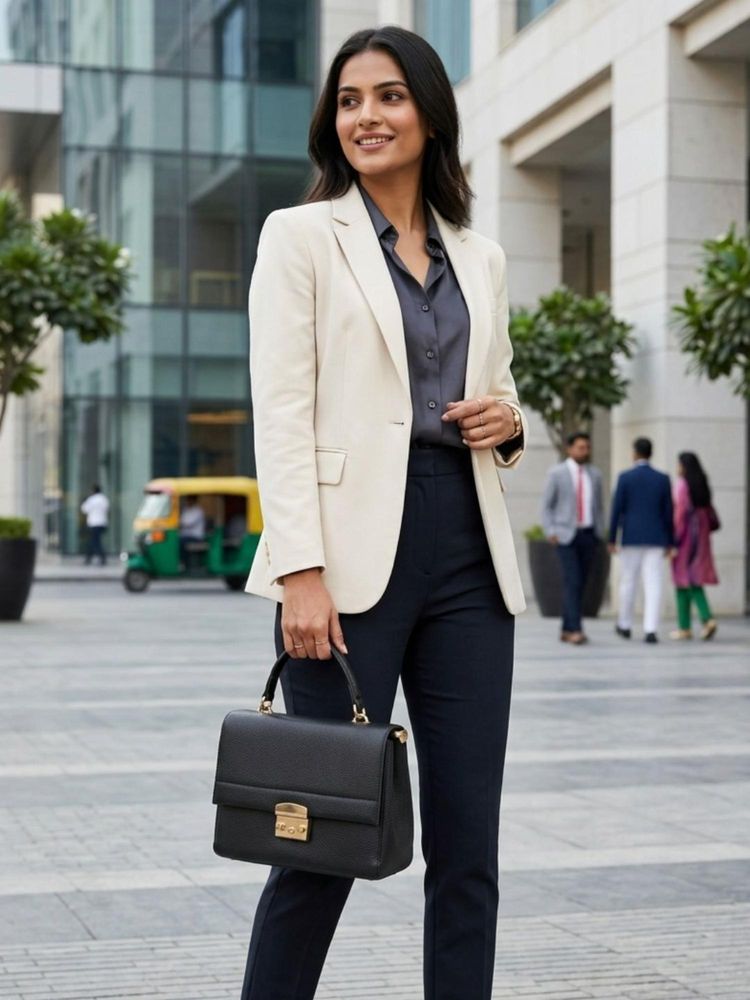 Yelloe Black Top Handle Satchel Bag (M)-picture-20