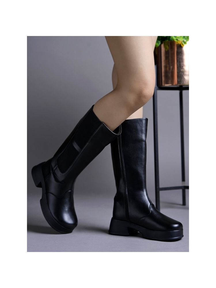 Shoetopia Smart Casual Black Long Casual Boots for Women