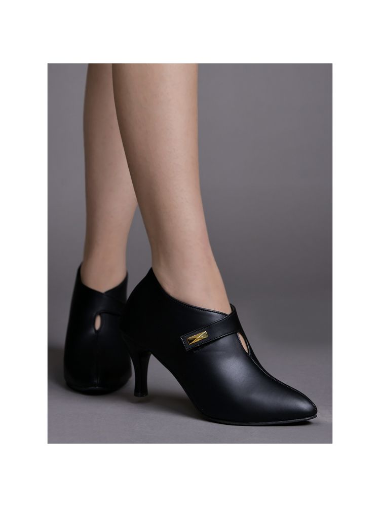 Shoetopia Pointed Toe Black Pumps for Women-image-0