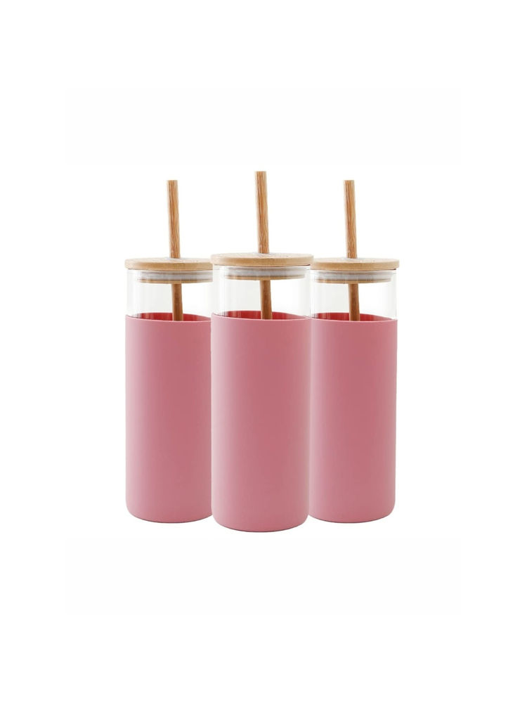 the better HOME Borosilicate Glass Tumbler with Lid and Straw 450ml (Pack of 9)-picture-24