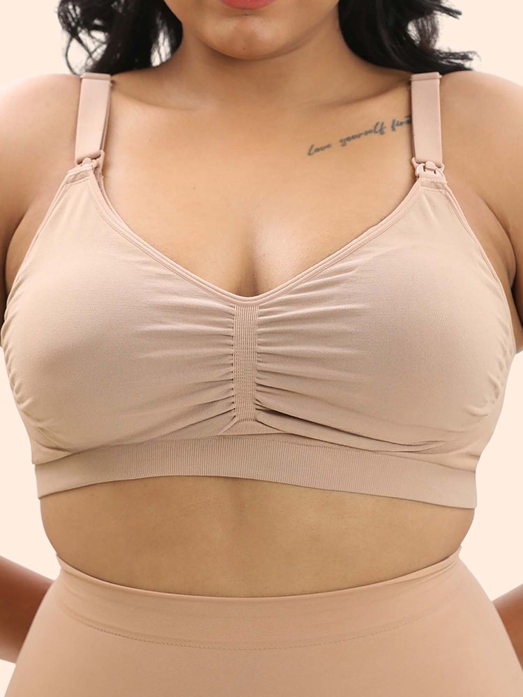 Underneat Women Beige Padded Non Wired Maternity Bra-picture-3