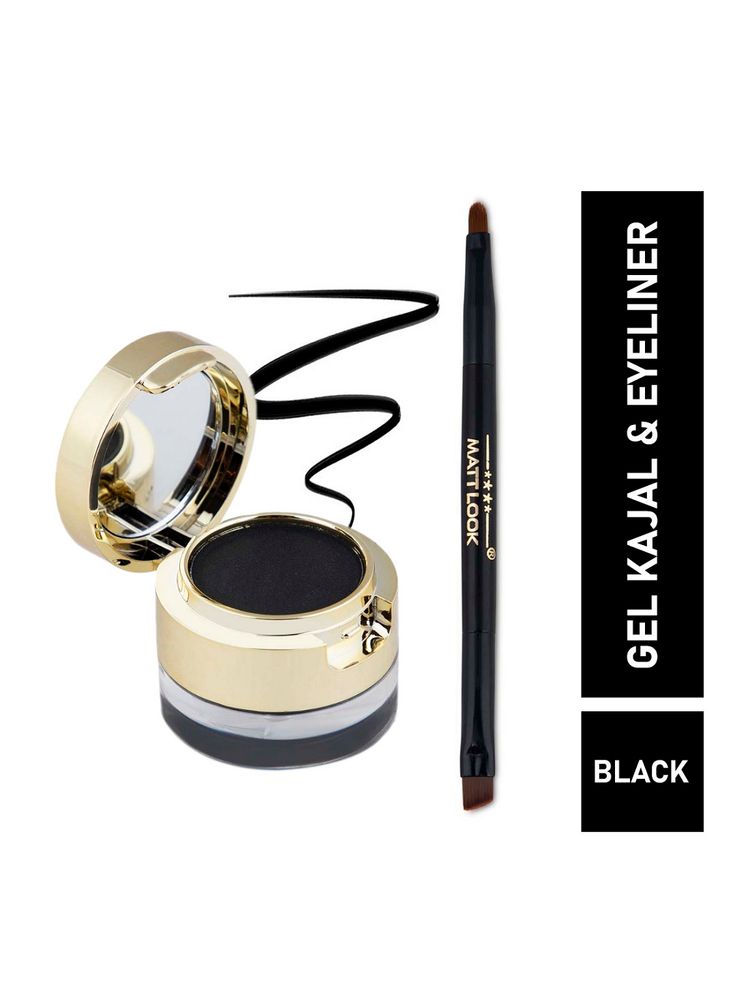 Matt look Fashion Eye Makeup 24Hr Stay Gel Kajal & Cake Eyeliner - Black-image-22