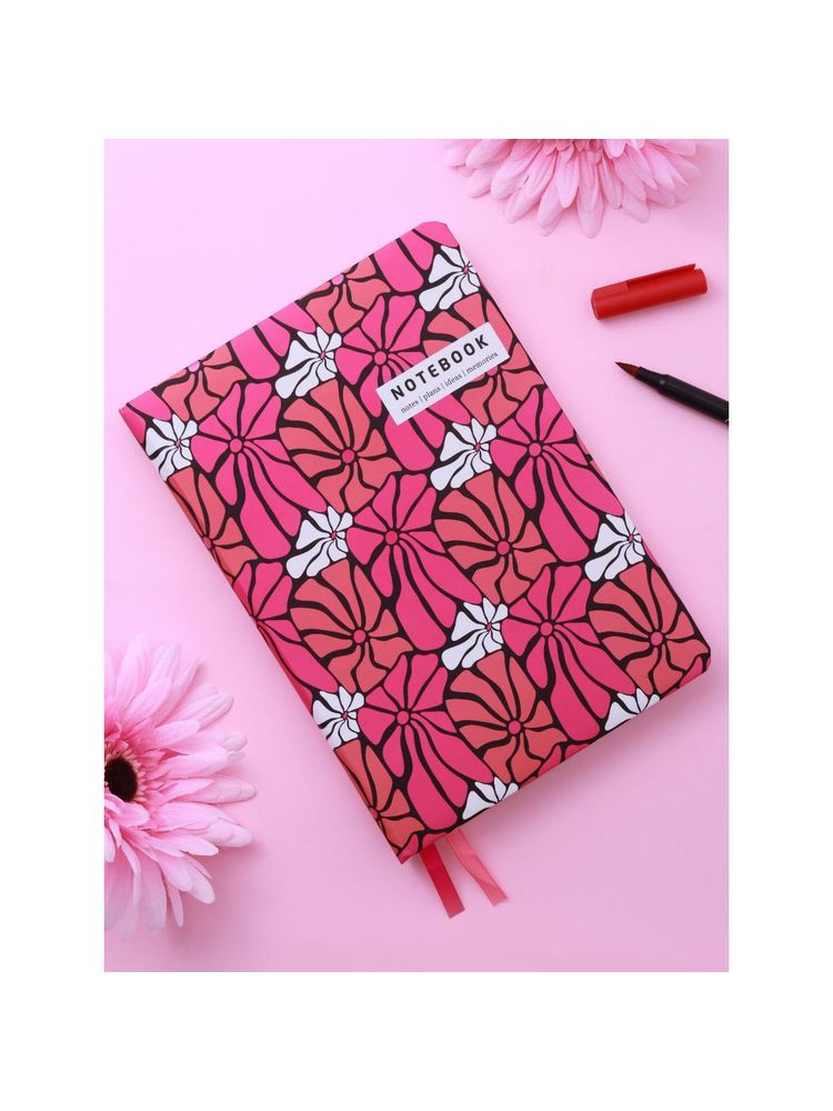 Doodle Collection A5 Undated Hard Bound Foam Padded Notebook: 160 Pages - Retro Bloom-picture-38