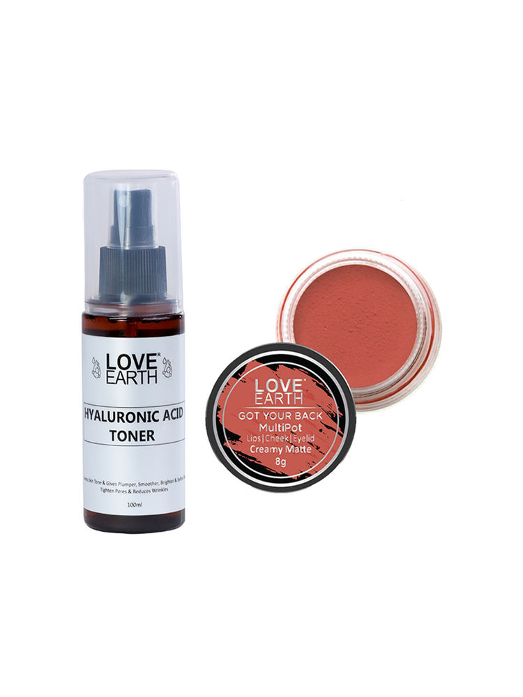 Love Earth Lip Tint & Cheek Tint Got Your Back + Hyaluronic Acid Toner