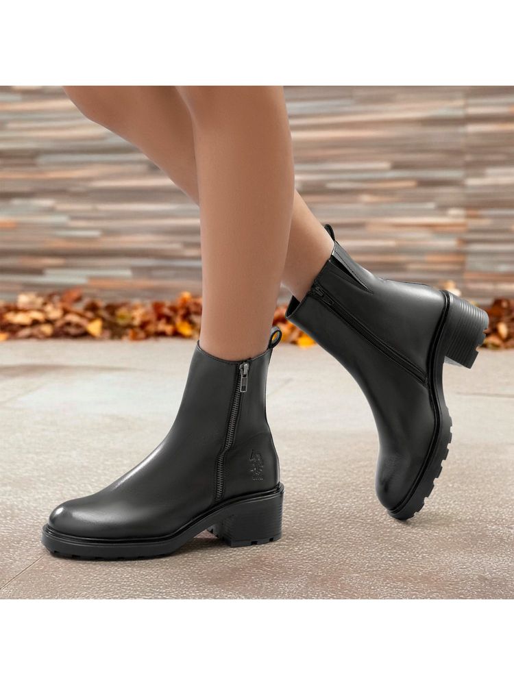 U.S. POLO ASSN. Women Black Grazia Ankle Boots-picture-25