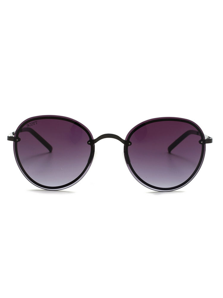 Scott Sunglasses Gradient Purple Lens Round Sunglass Full Rim Black Frame (56)-image-16