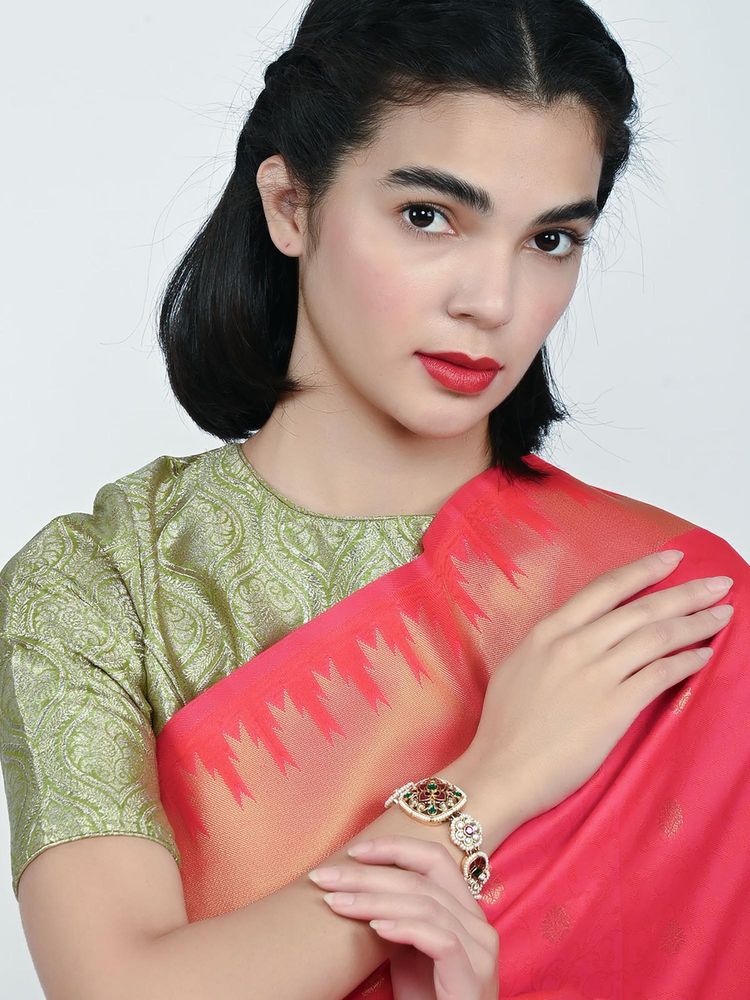 Odette Multi-Color Alloy Kundan Embellished Bracelet For Women-image-42
