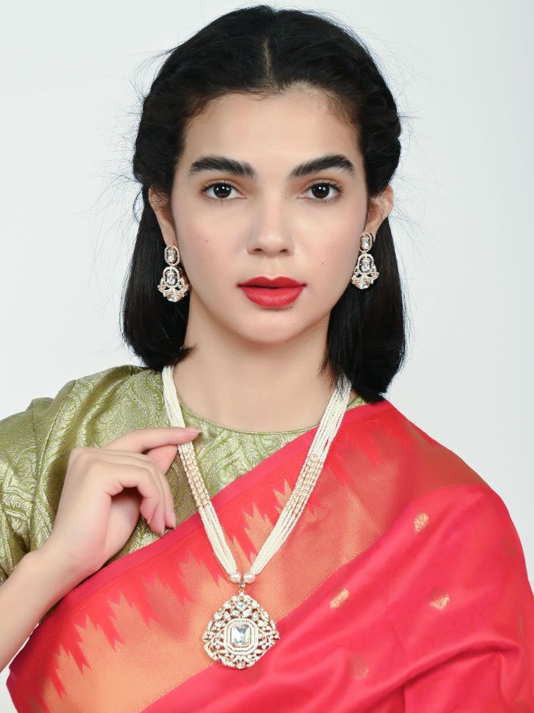 Odette White Alloy Beaded Pearl Jewellery Set For Women-image-39