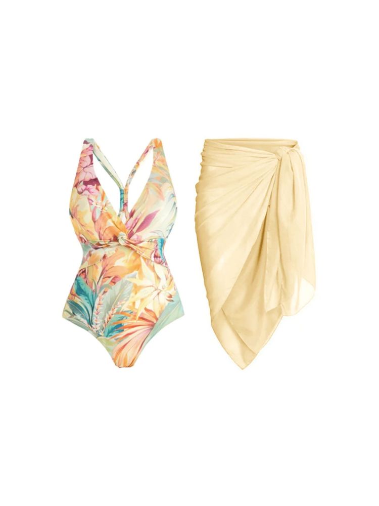 WomanLikeU Monokini with Yellow Sarong (Set of 2)
