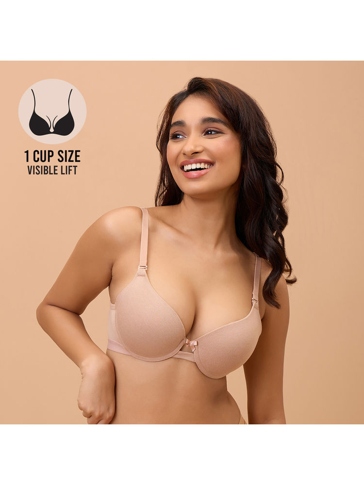 Nykd By Nykaa Breathe Cotton Wired Push Up Bra with Detachable Straps-NYB366-Dark Skin-image-14
