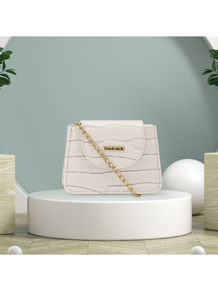fastrack nude textured sling bag