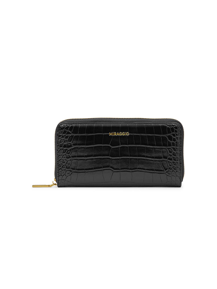 MIRAGGIO Black Textured Wallet
