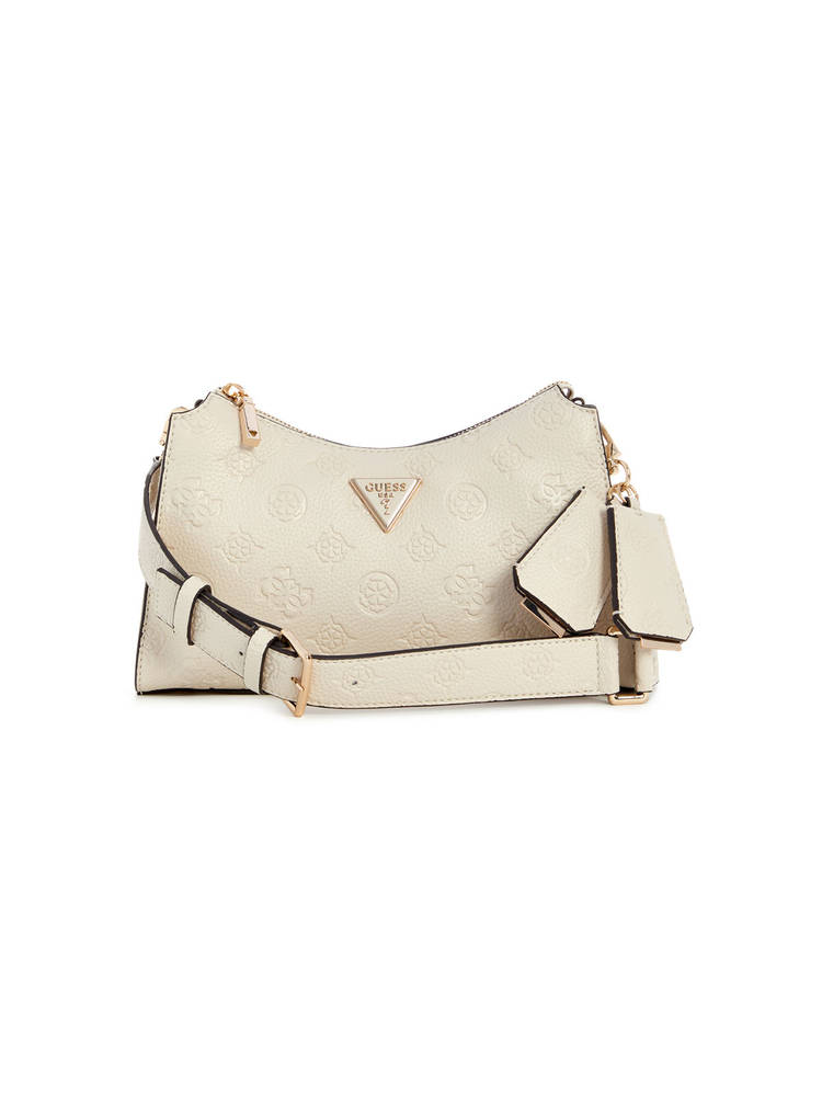guess fashion Guess Off White Textured Shoulder Bag with Detachable Strap-picture-19