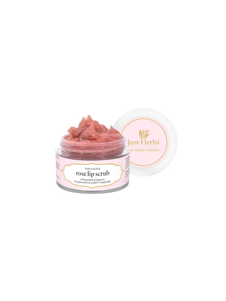 Just Herbs Ayurvedic & Vegan Rose Lip Scrub For Chapped, Pigmented & Dark Lips