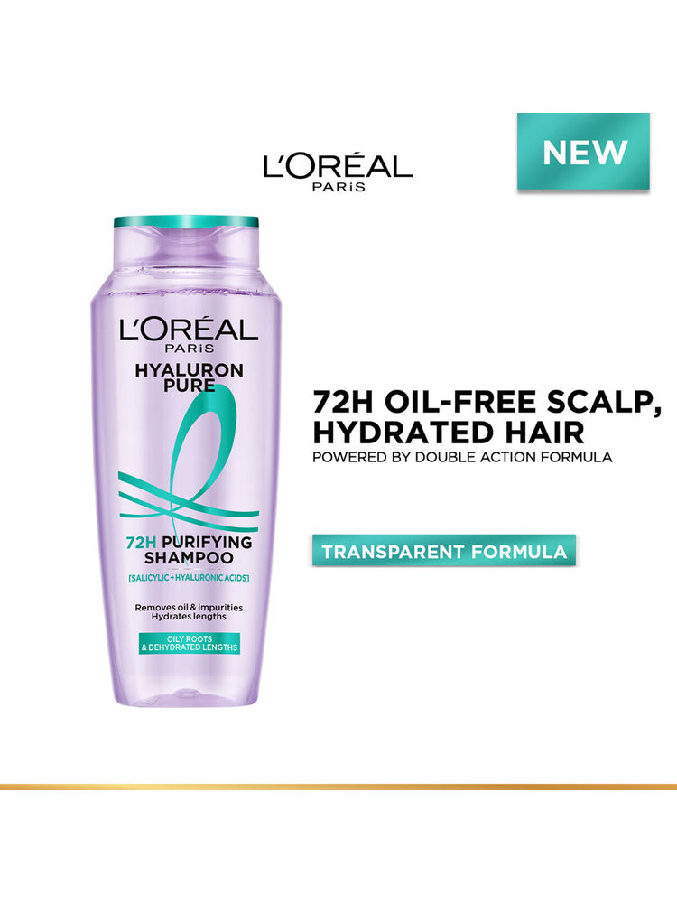 L’Oréal Paris Hyaluron Pure 72H Purifying Shampoo, For Oily Scalp & Dry Hair With Salicylic And Hyaluronic Acid