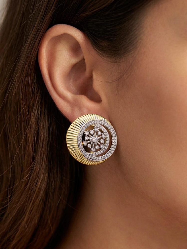 Voylla Women White Threads of Royalty Rajjyoti Floral Cz Stud Earrings-picture-15