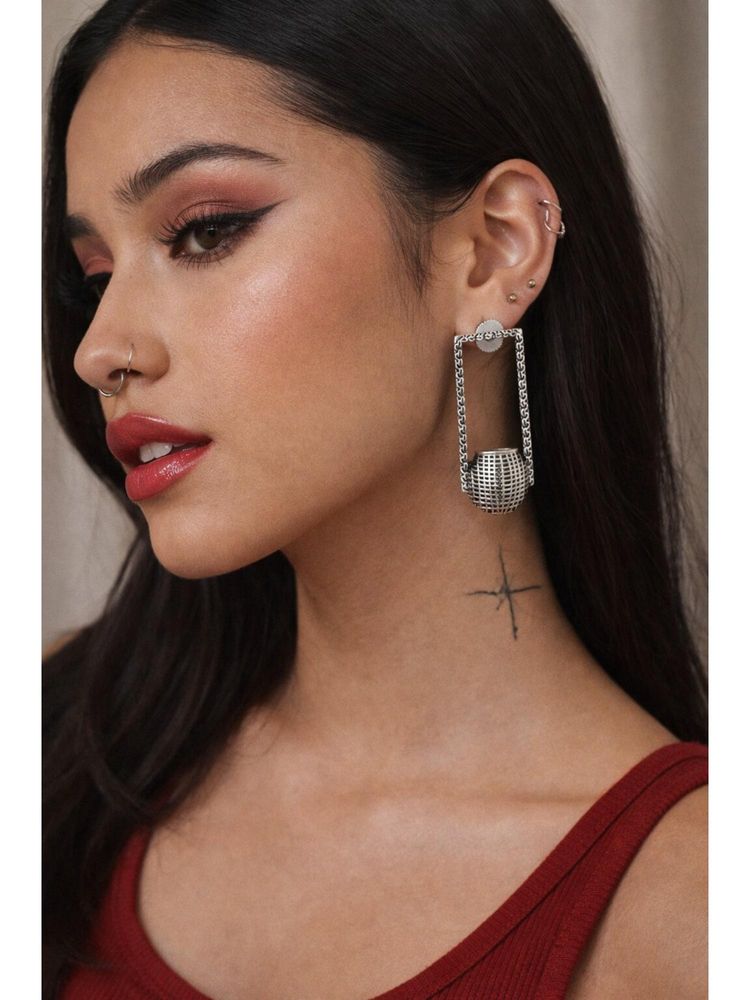 Niska Women Gleam Silver Drop Earrings-image-10