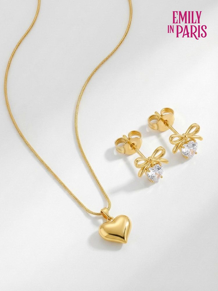 Palmonas Women White Heart & Bow Jewellery Set-image-6