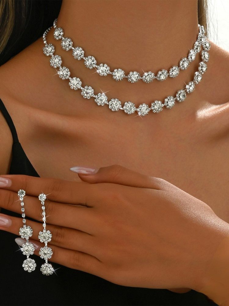 Peora Women White Silver Plated Cz Studded Layer Jewellery Set-picture-39