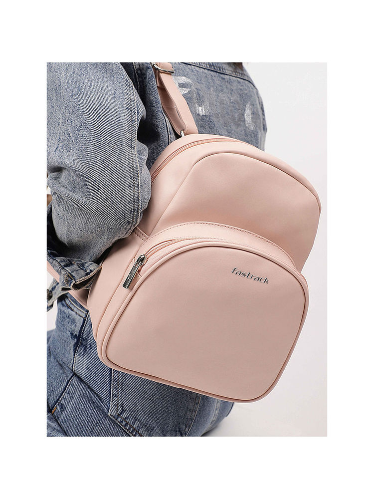Fastrack Powder Pink Solid College Backpack Bag for Women