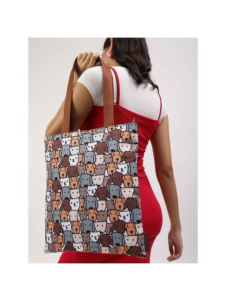 fastrack accessories Fastrack Tan Doodle Printed College Tote Bag for Women-picture-27