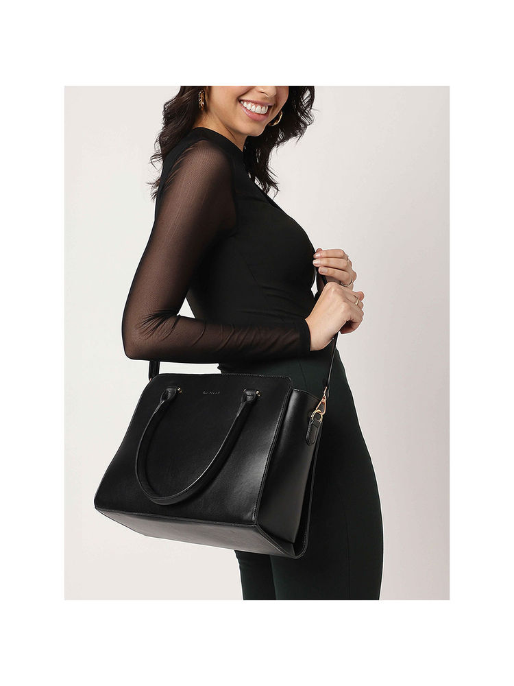 Fastrack Black Large Satchel Bag for Women