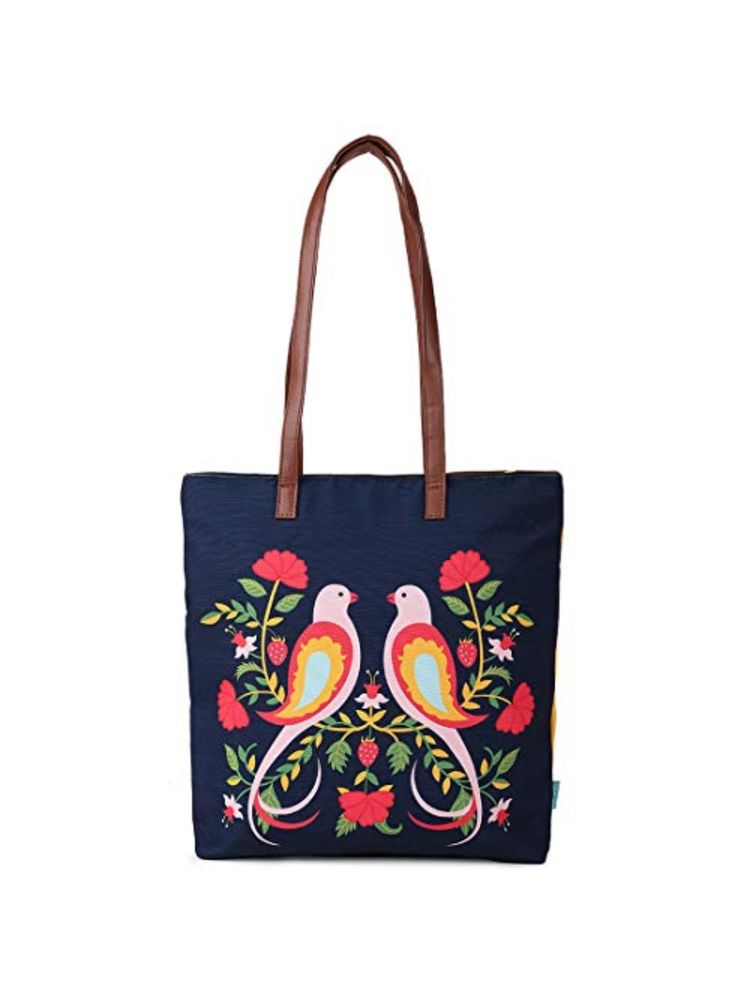 Teal by CHUMBAK Feathered Mates Navy Tote Bag-image-42