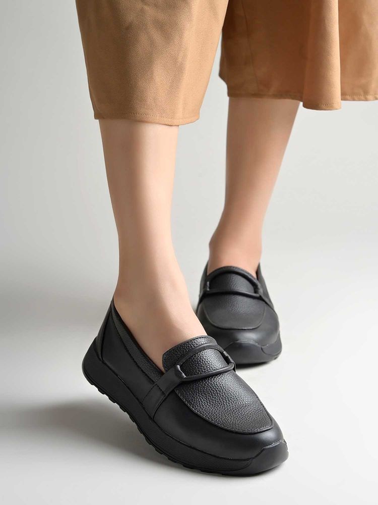 Shoetopia Women Black Casual Loafers-image-32