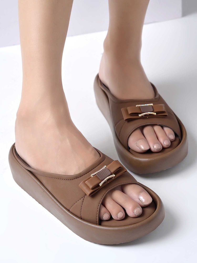 Shoetopia Women Brown Platform Heels-image-19
