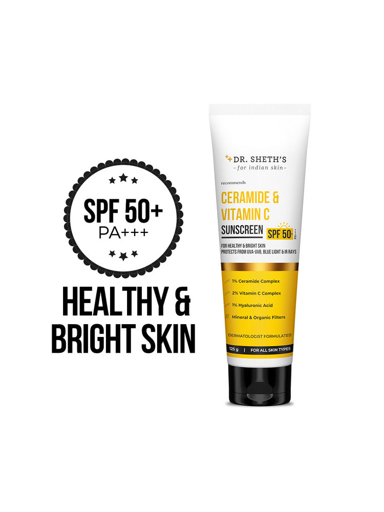 Dr. Sheth'S Ceramide & Vitamin C Sunscreen Spf 50 Pa+++ No White Cast For All Skin Type-picture-47