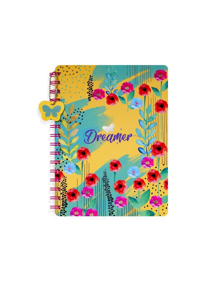 Doodle Collection Flower Fun Wiro B5 Hardbound Notebook with Bookmark Dangler & 2 Sticker Sheet