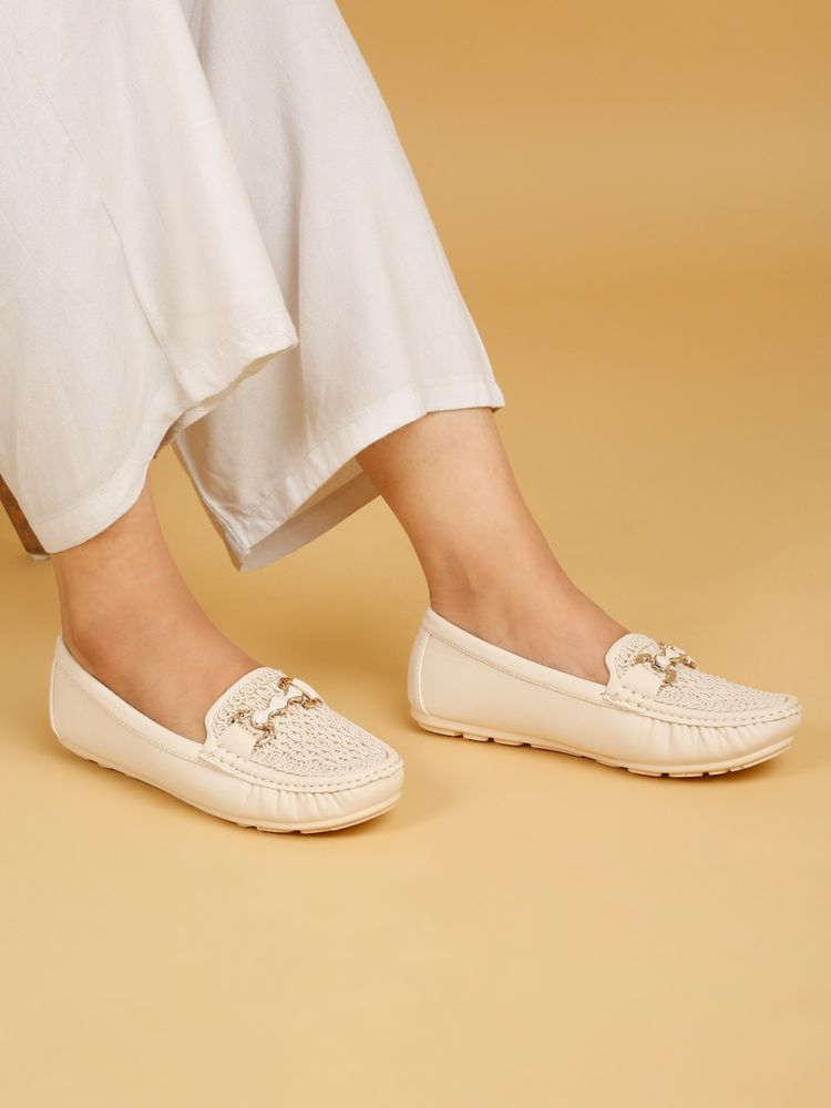 Flat n Heels Women Beige Loafers-picture-16