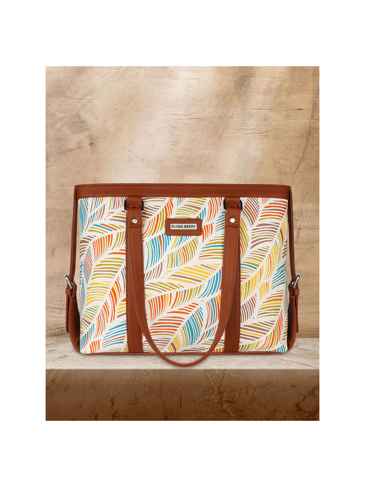 FLYING BERRY Multi Ethnic Graphic Print Handcrafted Vegan Leather Sustainable Shoulder Laptop Bags-picture-25