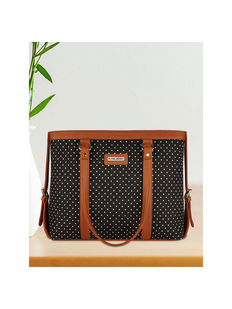 FLYING BERRY Black Ethnic Graphic Print Handcrafted Vegan Leather Sustainable Shoulder Laptop Bags-picture-25