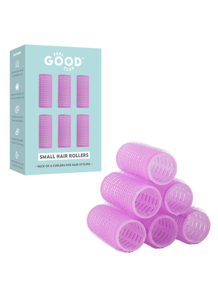 Feel Good Club Small Sized Hair Rollers - Set Of 6 Pieces For Quick & Easy DIY Hair Styling Curling-image-7