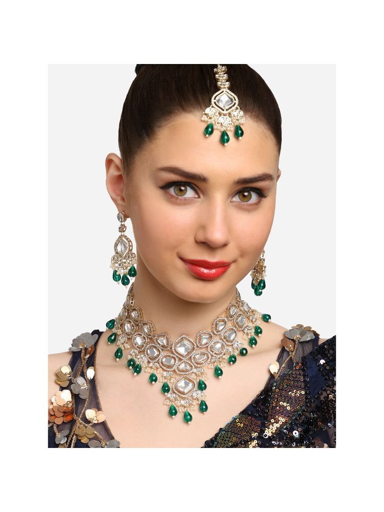 Zaveri Pearls Green Kundan Bridal Jewellery Set-ZPFK16926-picture-25