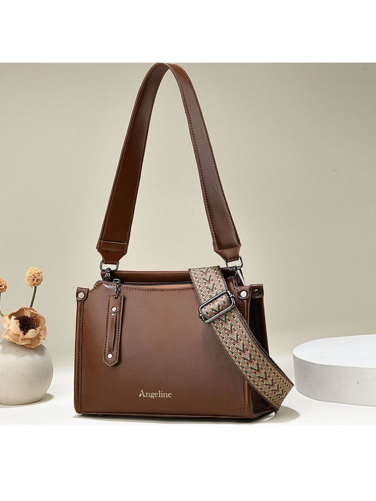 Angeline Royal Brown Cross Body Sling Bag with Detachable Strap-image-33