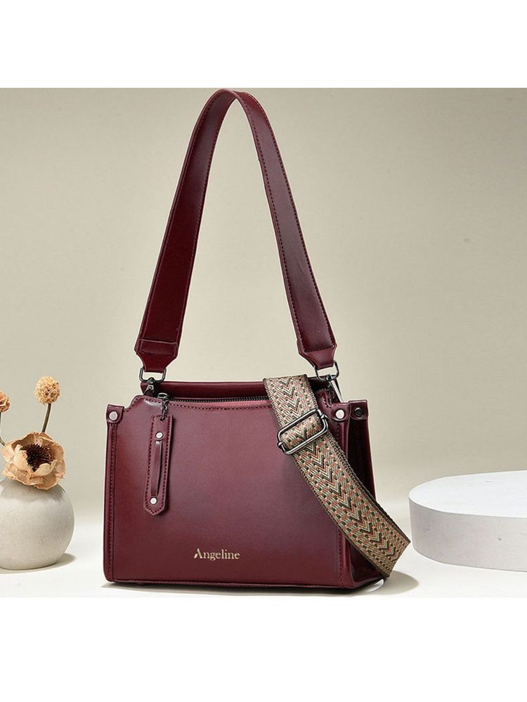 Angeline Royal Maroon Cross Body Sling Bag with Detachable Strap-picture-27