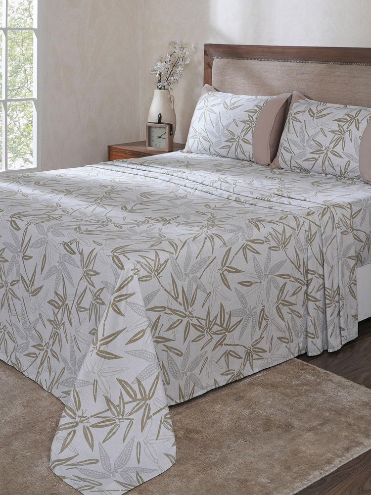 Maspar White Cotton Bed Sheet with 2 Pillow Covers-image-32