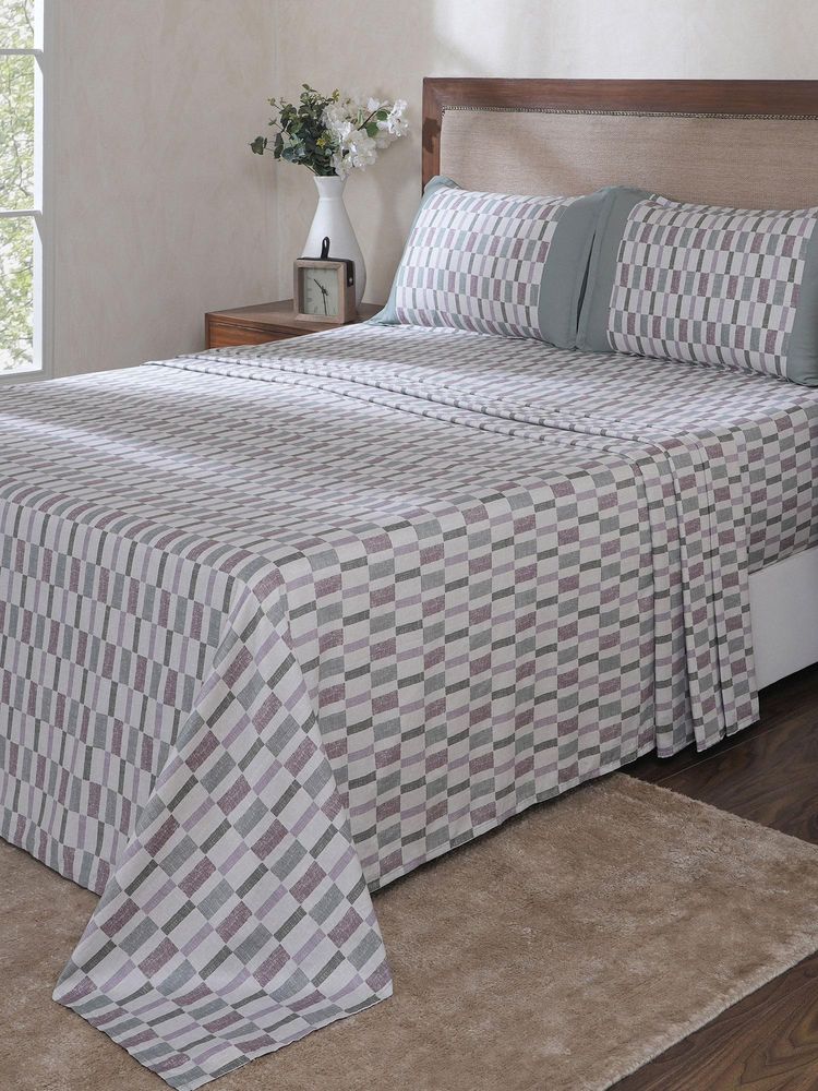 Maspar Grey Cotton Bed Sheet with 1 Pillow Cover (Single)-image-28