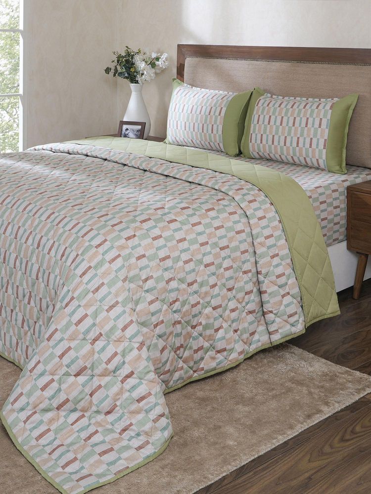 Maspar Multi-Color Geometric Cotton Blend Quilt-image-27