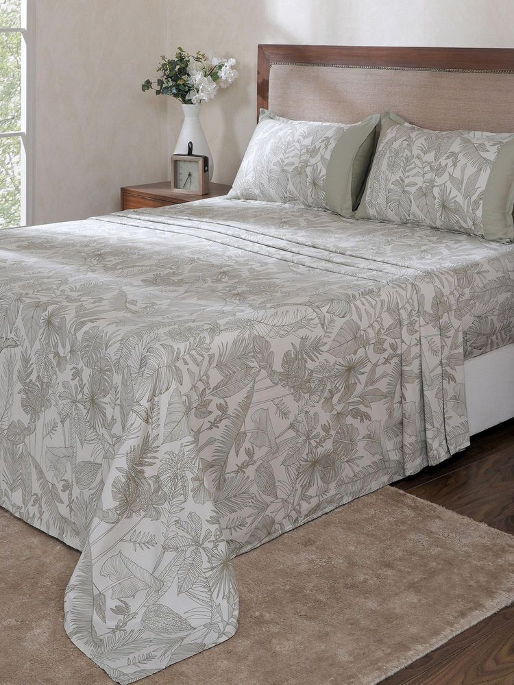 Maspar Green Cotton Bed Sheet with 1 Pillow Cover (Single)-image-6