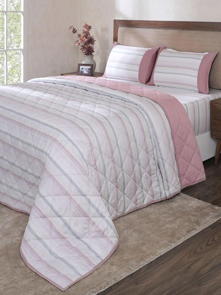 Maspar Multi-Color Cotton Blend Bedsheet with Quilt & 2 Pillow Cover (King)-image-30