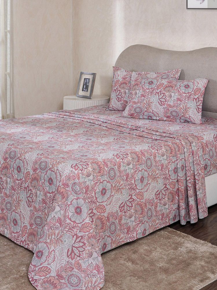 Maspar Pink Cotton Bed Sheet with 1 Pillow Cover (Single)-image-23