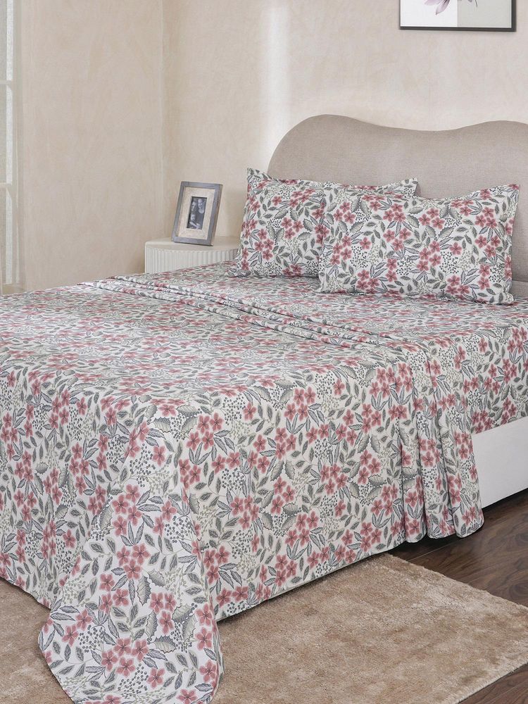 Maspar Red Cotton Bed Sheet with 1 Pillow Cover (Single)-image-9
