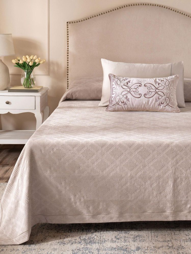 Maspar Beige Polyester Cotton Bed Cover (Double)-image-47
