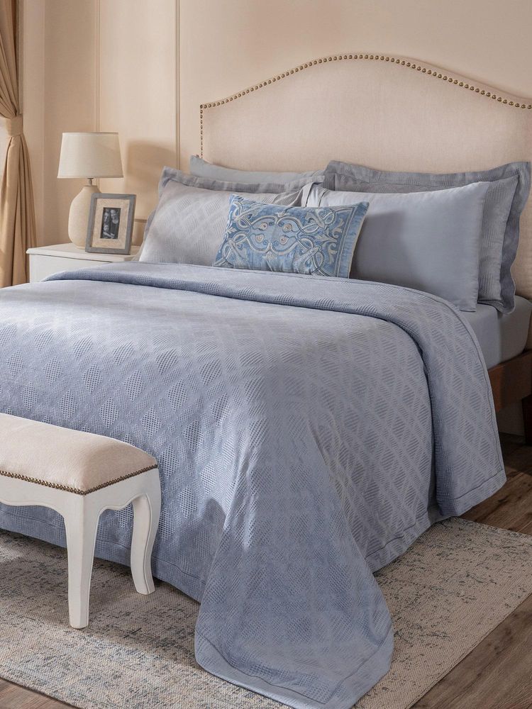 Maspar Blue Polyester Cotton Bed Cover (Double)-image-10