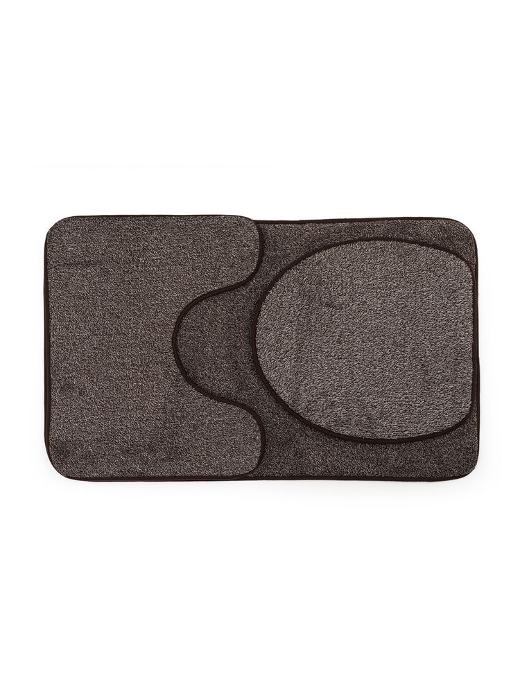 EZ Life Luxe Brown Umber Snow Fleece 3 Piece Bathroom Mats Set (L 80 x W 50 cms)-image-26