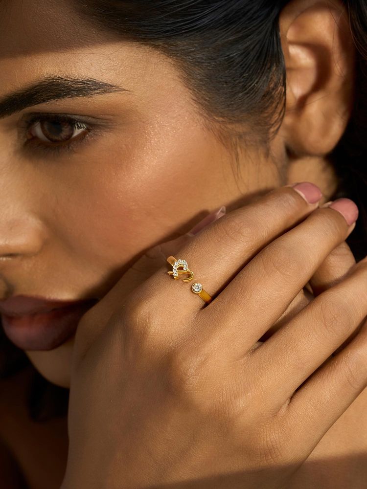 Joker & Witch Caelina Monogram Gold Plated Ring-image-47