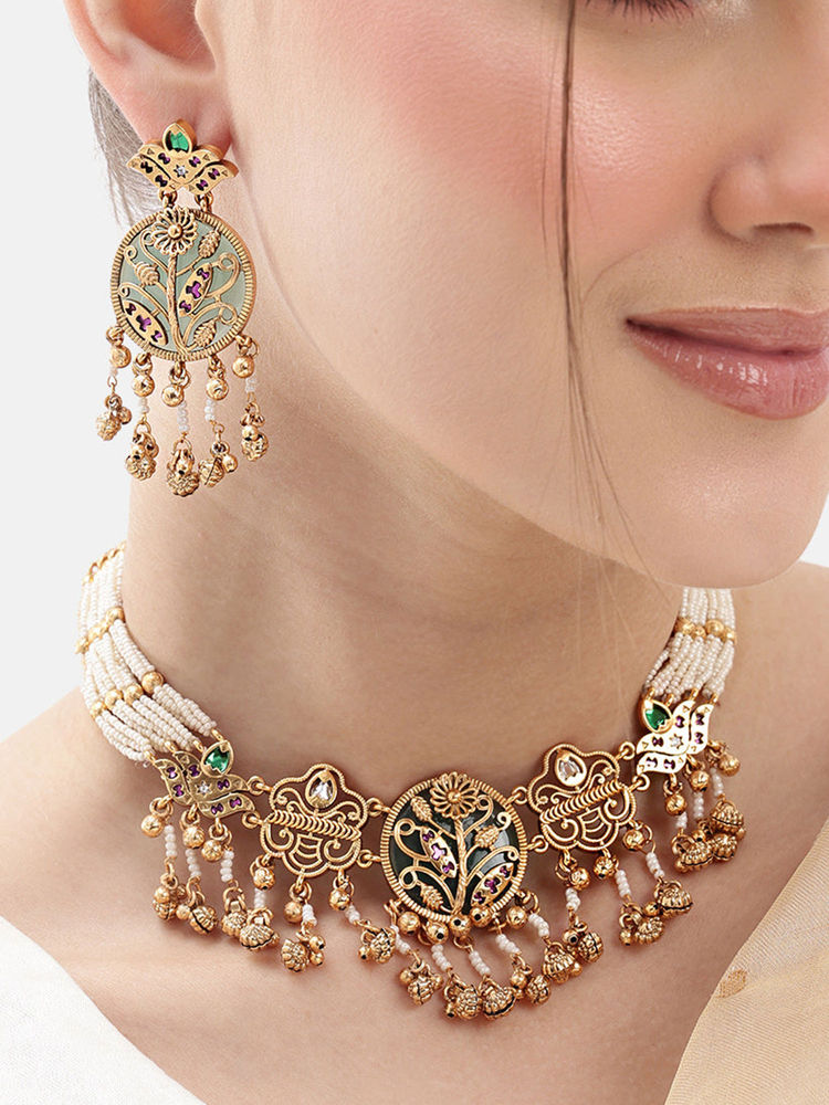 Nuyug Gold Plated Emerald Garden Charm Jewelry Set-picture-12